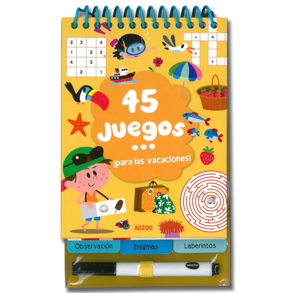 Auzou 45 juegos ¡para las Vacaciones!*Niños Libros Busca Y Encuentra|Libros Pasatiempos Para Niños Y Niñas