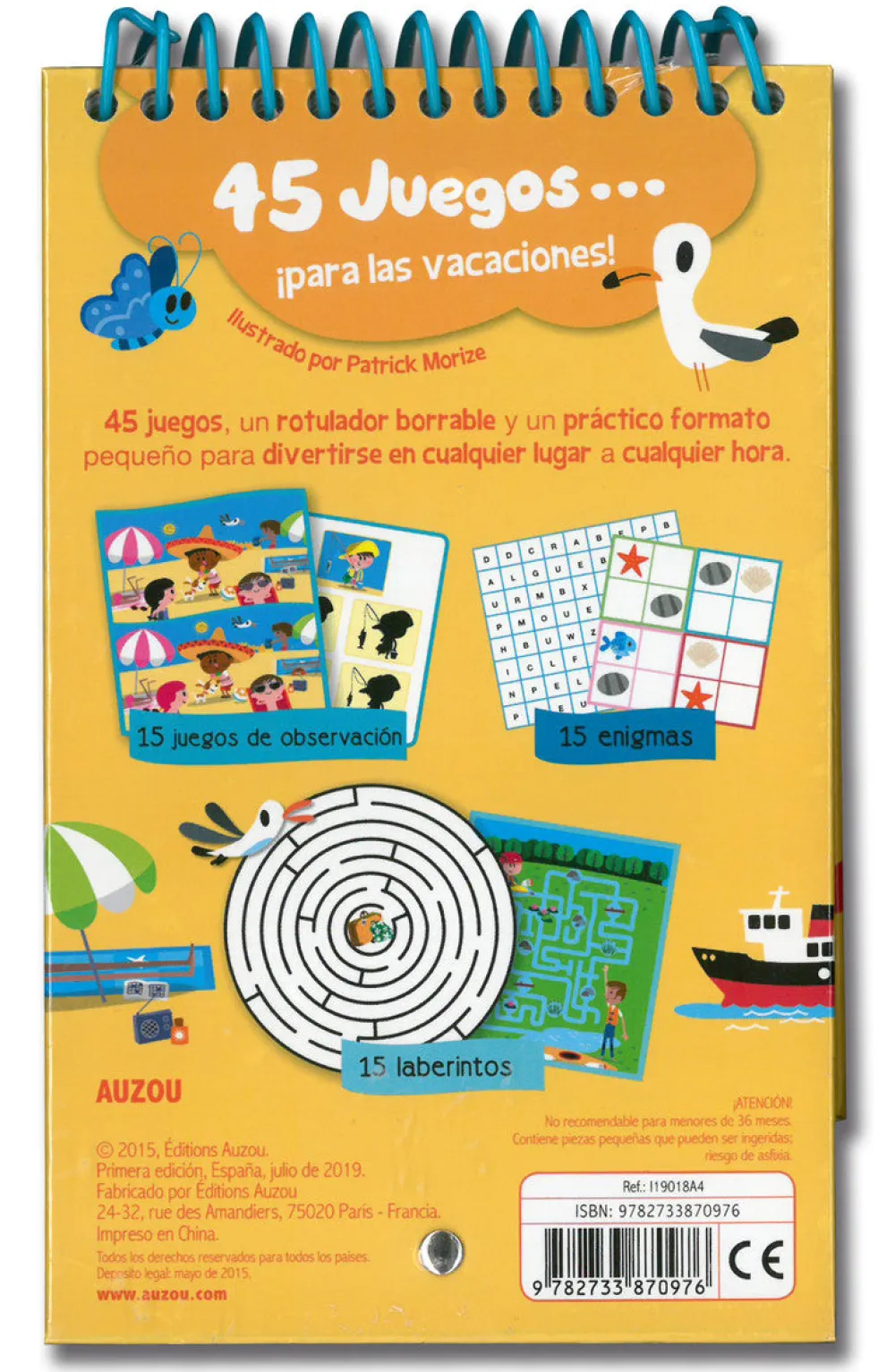 Auzou 45 juegos ¡para las Vacaciones!*Niños Libros Busca Y Encuentra|Libros Pasatiempos Para Niños Y Niñas