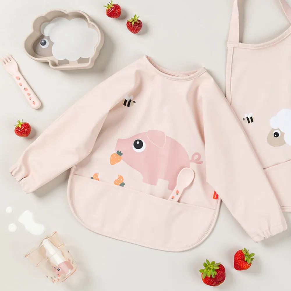 Done by Deer Babero con Mangas Tiny farm Powder ·* Baberos·Baberos Con Mangas|Baberos Con Mangas