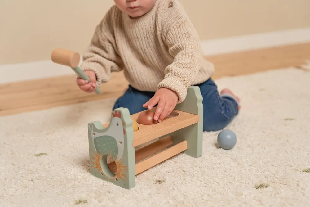 Little Dutch Banco de Golpeo con bolas Little Farm ·*Niños Juguetes Waldorf|Juguetes Montessori