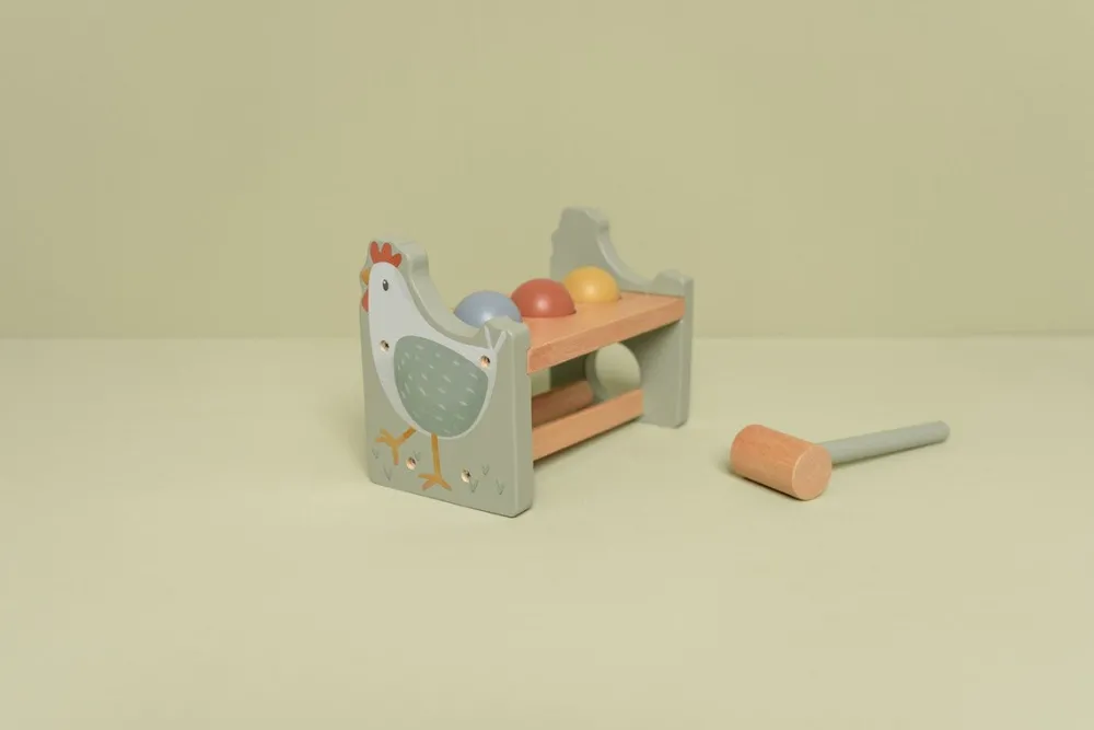 Little Dutch Banco de Golpeo con bolas Little Farm ·*Niños Juguetes Waldorf|Juguetes Montessori