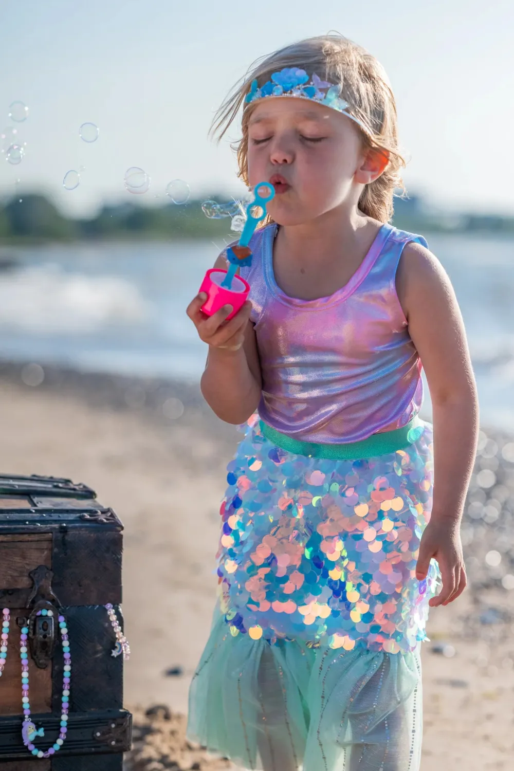 Great Pretenders Bling Bling Falda y diadema Sirena Mint · (4-6 años)*Niños Disfraces Infantiles
