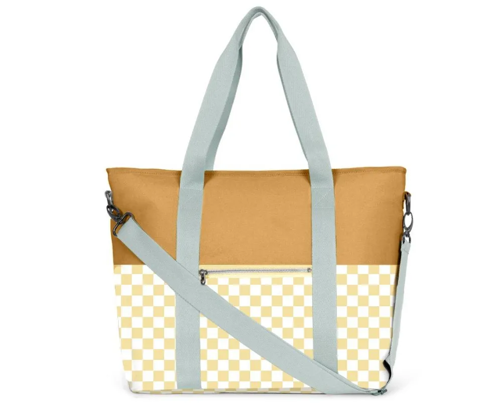 Monnëka Bolso Nevera Stripes Yellow Chess* Mochilas, Cestas Y Bolsos Para Playa Y Piscina
