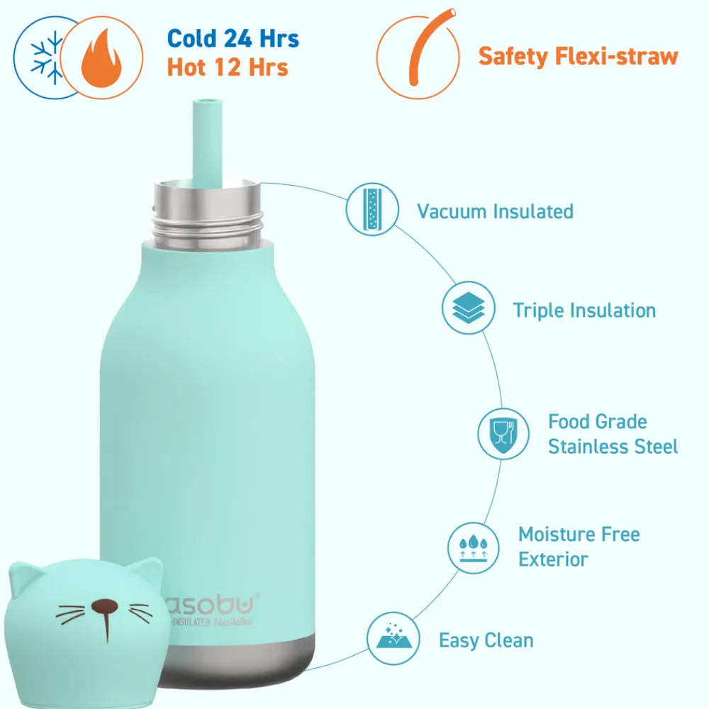 Asobu Botella Bestie Elefante 460ml ·* Botellas De Agua Termo|Botellas De Agua Para El Cole·Botellas Termo