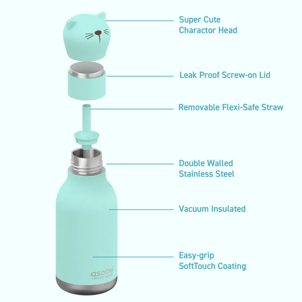 Asobu Botella Bestie Elefante 460ml ·* Botellas De Agua Termo|Botellas De Agua Para El Cole·Botellas Termo