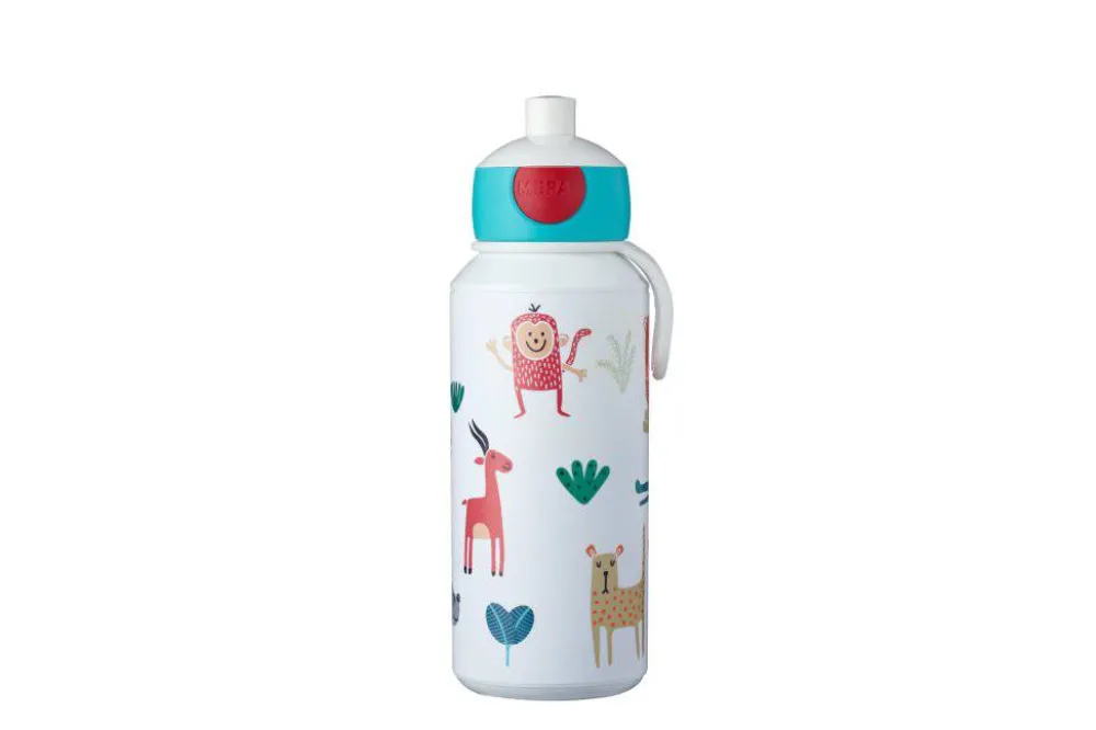 Mepal Botella Pop-up Campus 400 ml Animal Friends ·* Botellas De Agua De Plástico|Botellas De Agua Para El Cole·Botellas De Plástico