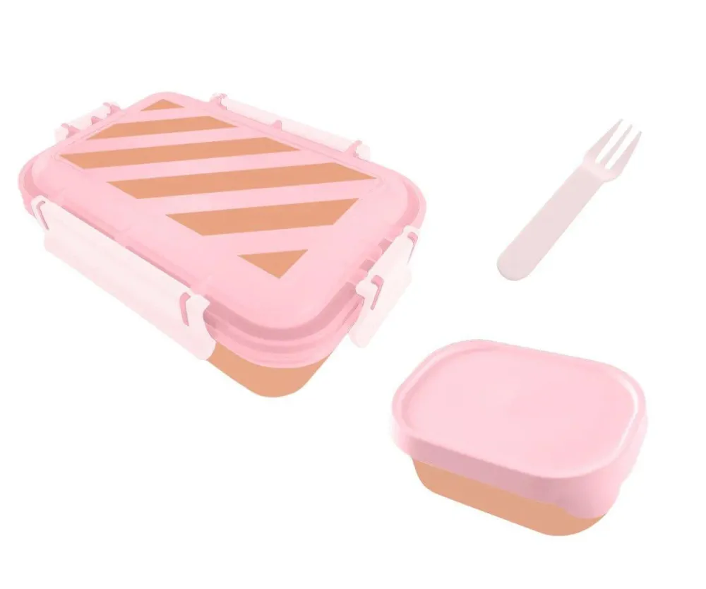 Tutete Caja Almuerzo Bento Big Stripes Pink* Cajas De Almuerzo Infantil·Con Compartimentos
