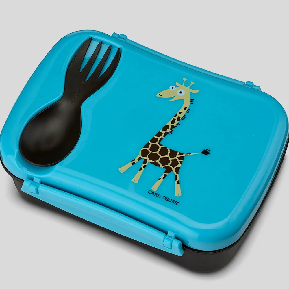 Carl Oscar Caja de Almuerzo N'ice Box Kids Jirafa Turquesa ·* Cajas De Almuerzo Infantil·Tuppers Fresquitos|Cajas De Almuerzo Infantil·Con Compartimentos
