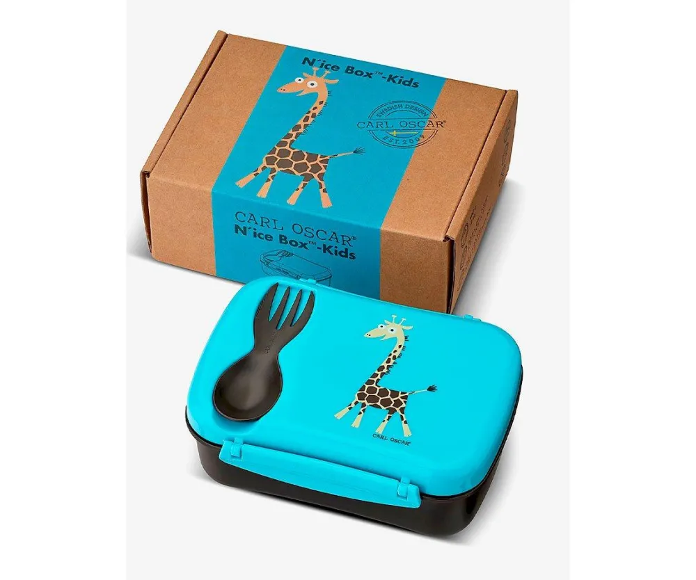 Carl Oscar Caja de Almuerzo N'ice Box Kids Jirafa Turquesa ·* Cajas De Almuerzo Infantil·Tuppers Fresquitos|Cajas De Almuerzo Infantil·Con Compartimentos