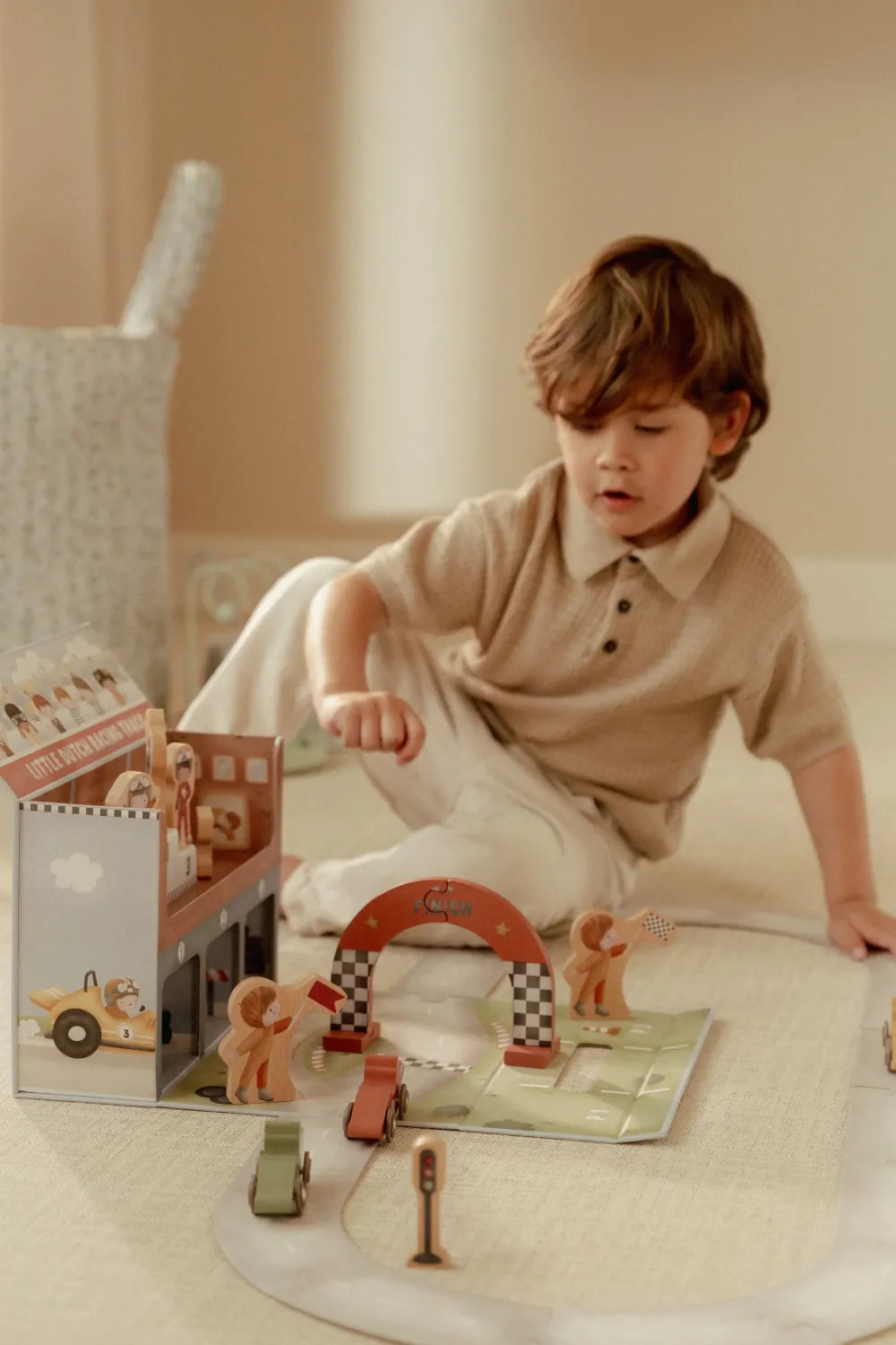 Little Dutch Caja de juego con Pista de Carreras ·*Niños Coches De Madera De Juguete Para Bebés|Coches De Juguete Para Bebés