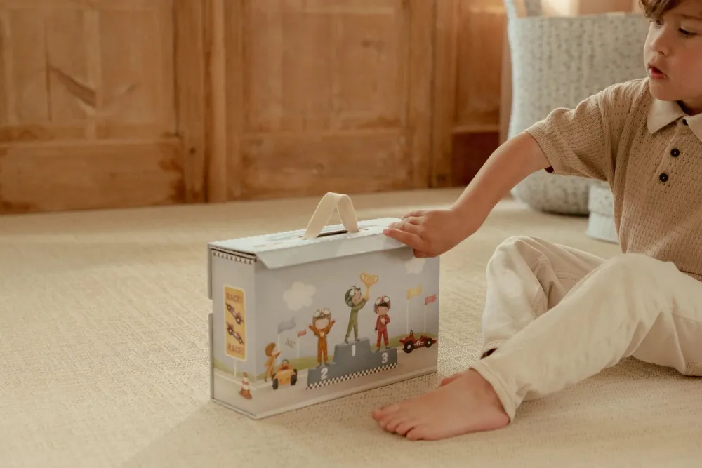 Little Dutch Caja de juego con Pista de Carreras ·*Niños Coches De Madera De Juguete Para Bebés|Coches De Juguete Para Bebés