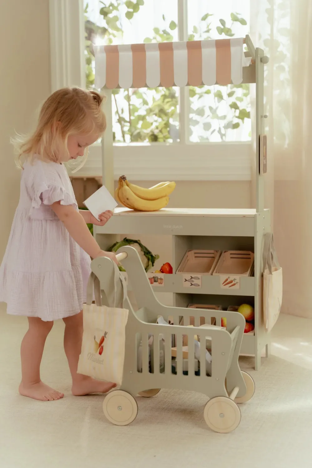 Little Dutch Carrito de la Compra FSC ·*Niños Cocinas De Madera Y Accesorios Juguete|Juguetes Waldorf
