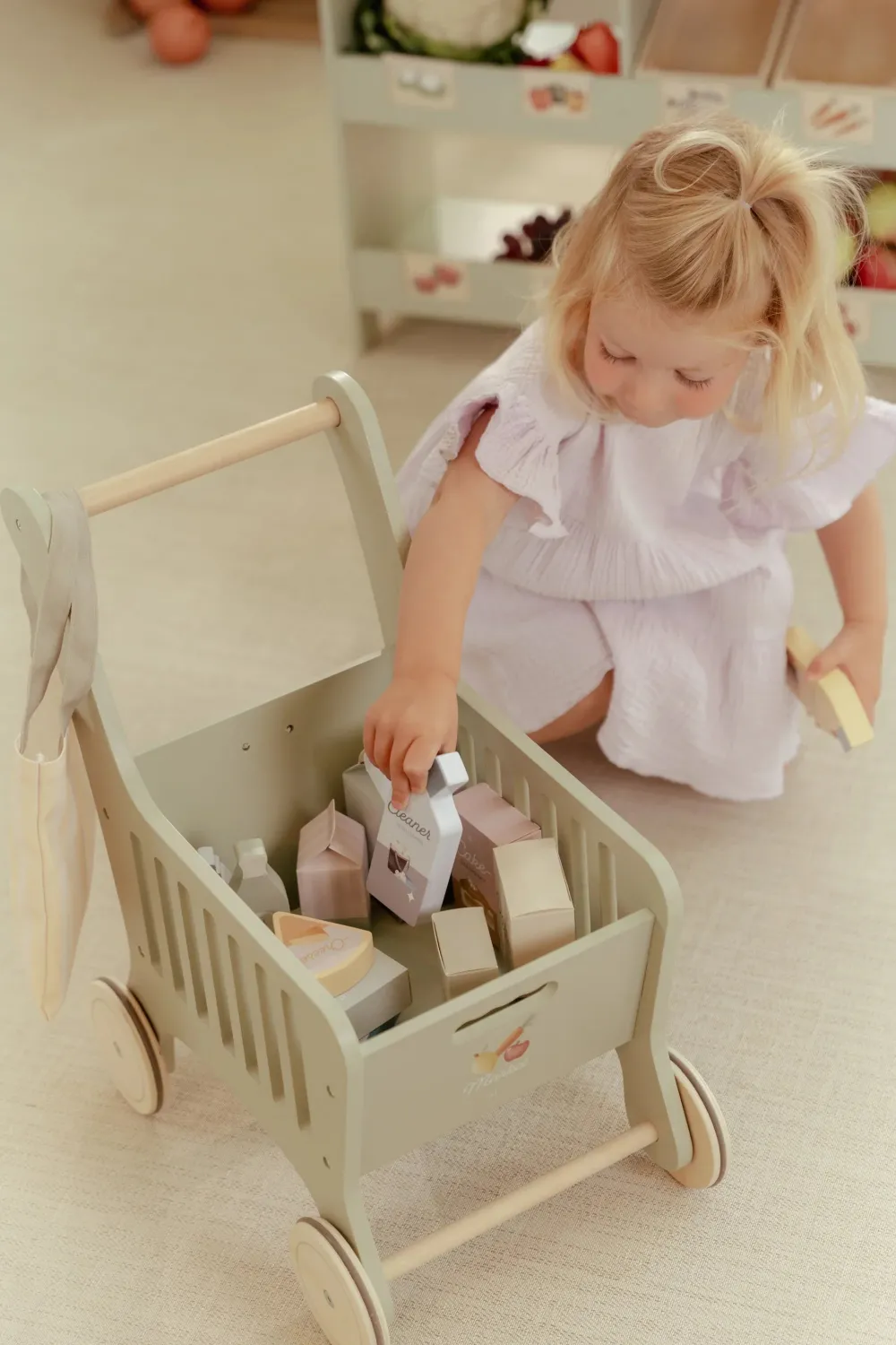 Little Dutch Carrito de la Compra FSC ·*Niños Cocinas De Madera Y Accesorios Juguete|Juguetes Waldorf