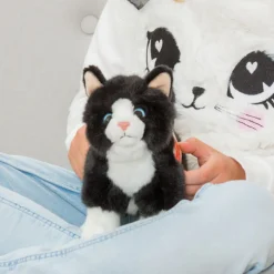 Hermann Teddy Cat standing black/white 20 cm ·*Niños Peluches