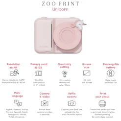 The Zoofamily Cámara Fotográfica instantánea Zoo Print Unicorn ·*Niños Cámaras Infantiles