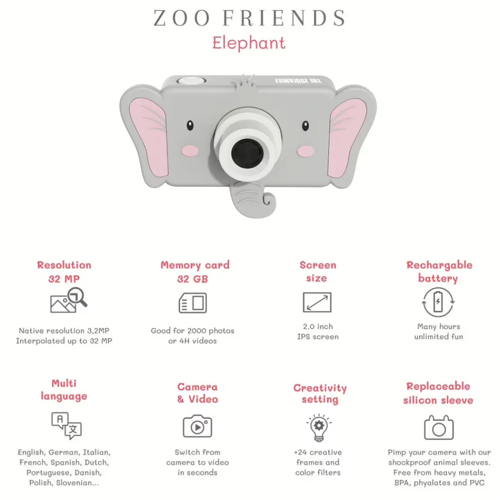 The Zoofamily Cámara Fotográfica Zoo Friends Elephant ·*Niños Cámaras Infantiles