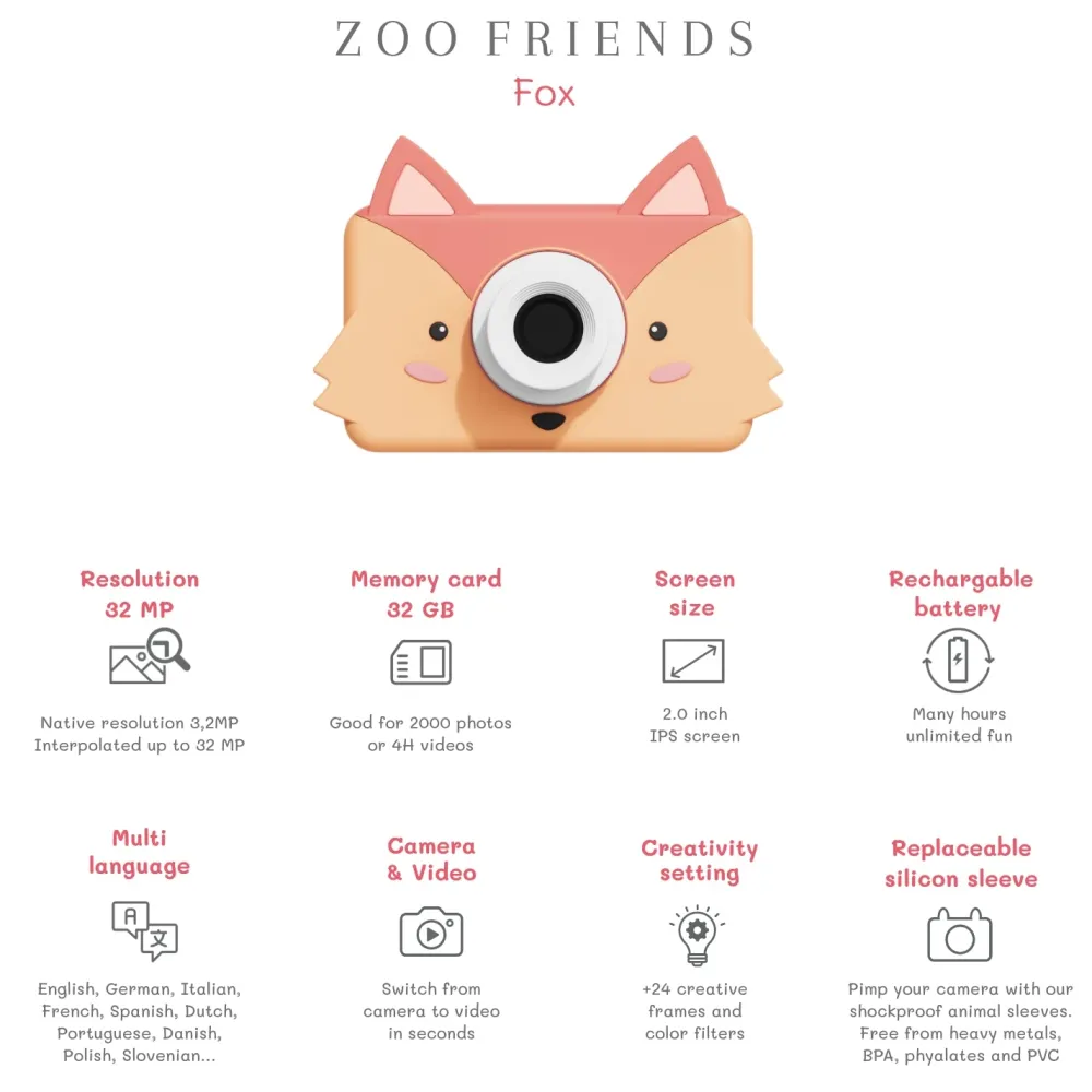 The Zoofamily Cámara Fotográfica Zoo Friends Fox ·*Niños Cámaras Infantiles