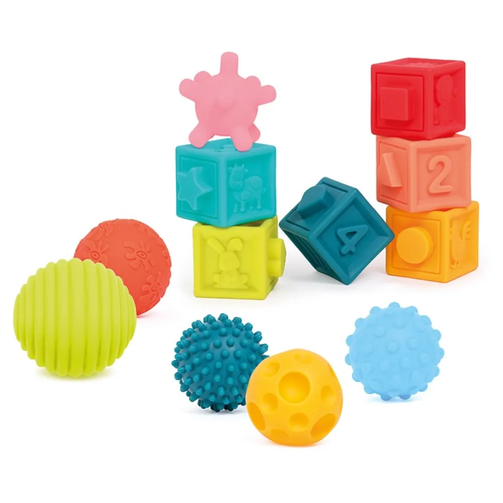 Ludi Conjunto 6 bolas y 6 cubos ·*Niños Juguetes Montessori|Juguetes Antiestrés
