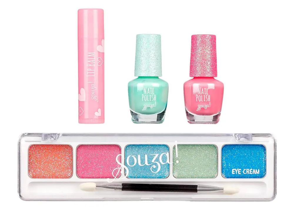 Souza Conjunto maquillaje sirenita ·*Niños Maletín De Maquillaje Para Niñas Y Niños|Pintauñas Para Niñas Y Niños
