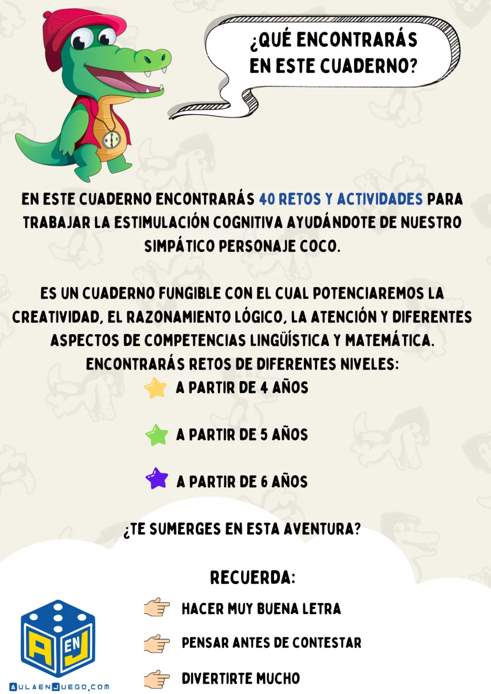 Átomo Games Cuaderno de estimulación cognitiva 4 años · Aula en Juego*Niños Libros Pasatiempos Para Niños Y Niñas|Átomo Games