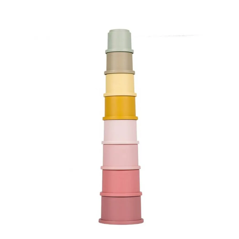 Little Dutch Cubos Apilables Rosas ·*Niños Juguetes Y Juegos Motricidad Fina|Cubos Apilables