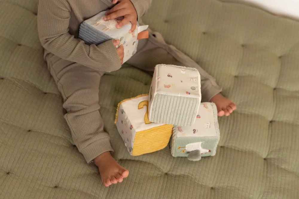 Little Dutch Cubos Blanditos Apilables Pequeña granja ·*Niños Juguetes Montessori|Juguetes De Estimulación Para Bebé