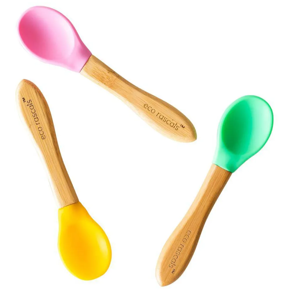 Eco Rascals Cucharas 3 ud Rosa-Verde-Amarilla* Baby-Led Weaning Y Accesorios Alimentación