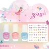Souza Esmalte de Uñas 3 colores + Stickers Elfo·*Niños Pintauñas Para Niñas Y Niños|Disfraces Infantiles