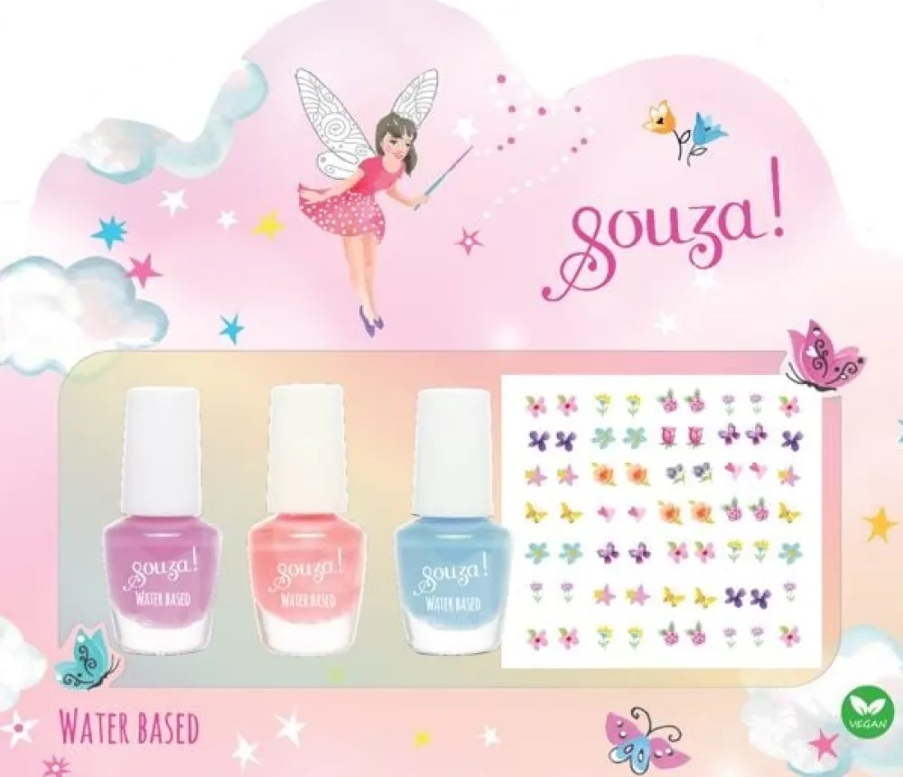 Souza Esmalte de Uñas 3 colores + Stickers Elfo·*Niños Pintauñas Para Niñas Y Niños|Disfraces Infantiles