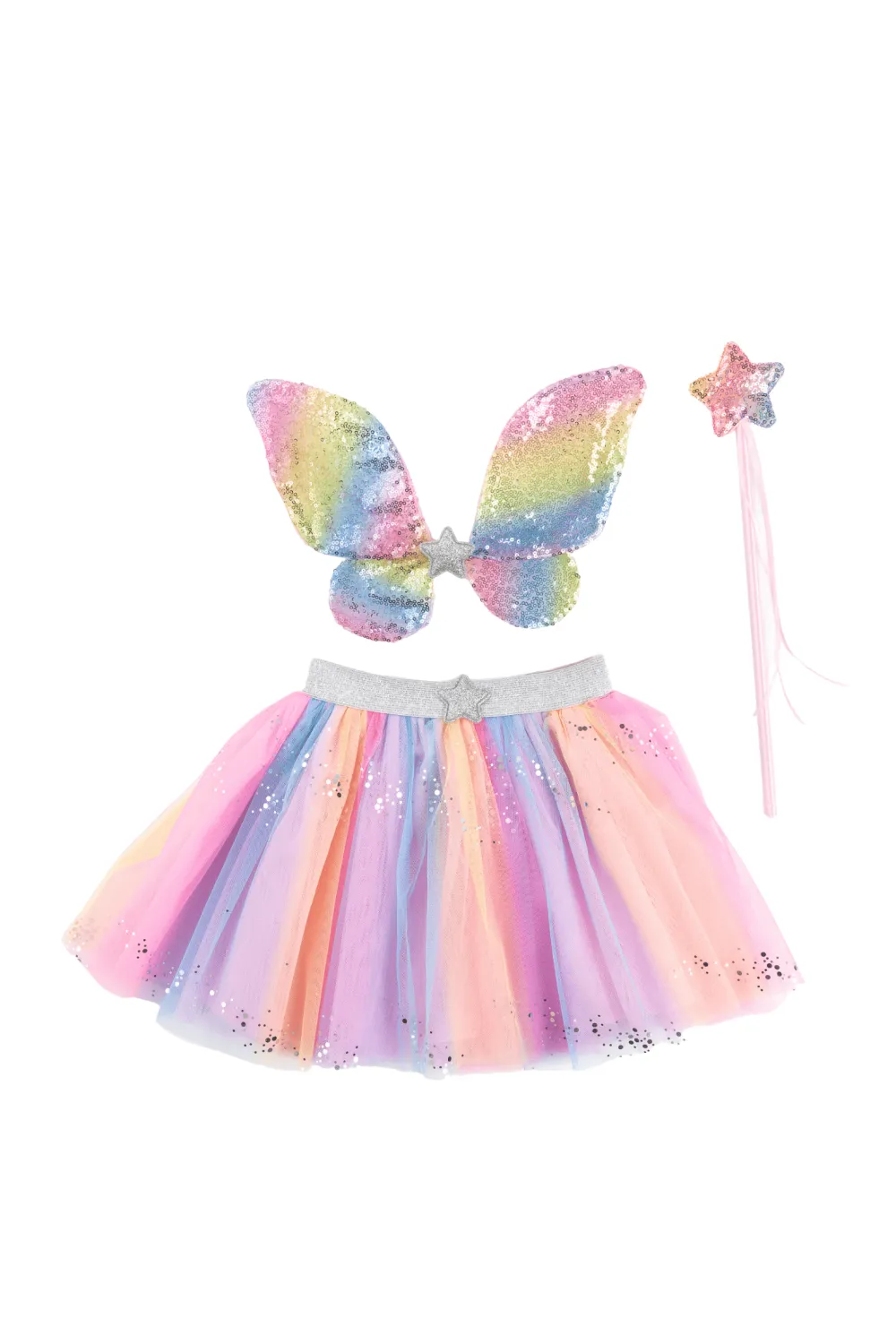 Great Pretenders Falda Rainbow con alas y varita · 4-6 años*Niños Disfraces Infantiles