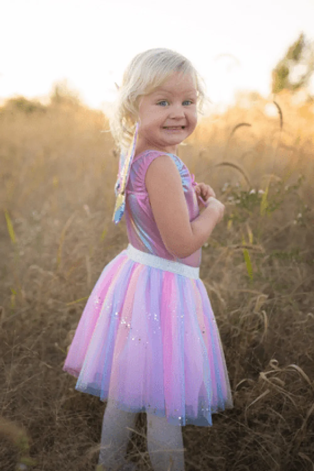 Great Pretenders Falda Rainbow con alas y varita · 4-6 años*Niños Disfraces Infantiles
