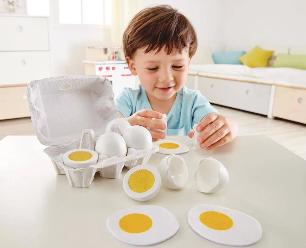 Hape Huevera con 6 huevos ·*Niños Juguetes Waldorf|Juguetes Montessori