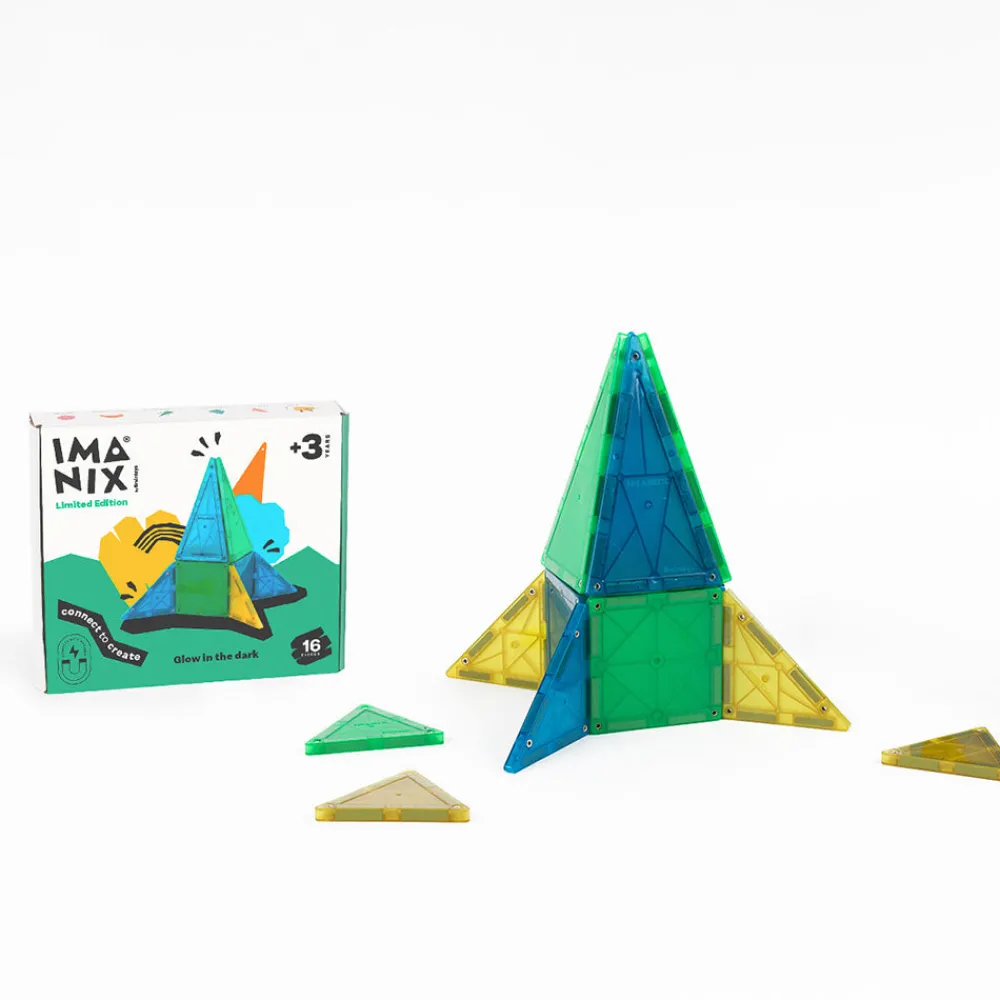 Braintoys Imanix Glow in the Dark 16 piezas ·*Niños Construcciones Magnéticas|Imanix
