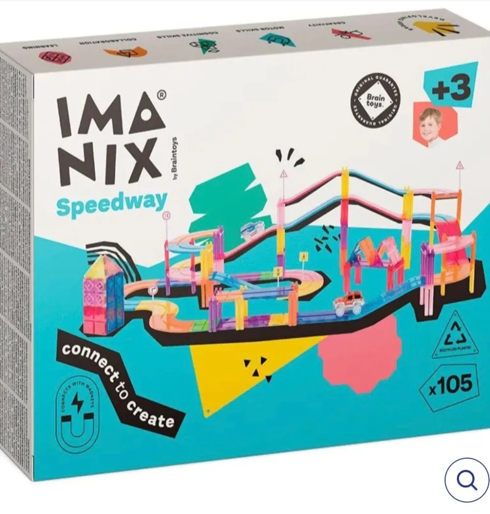 Braintoys Imanix Pista de Carreras 105 piezas ·*Niños Construcciones Magnéticas|Imanix