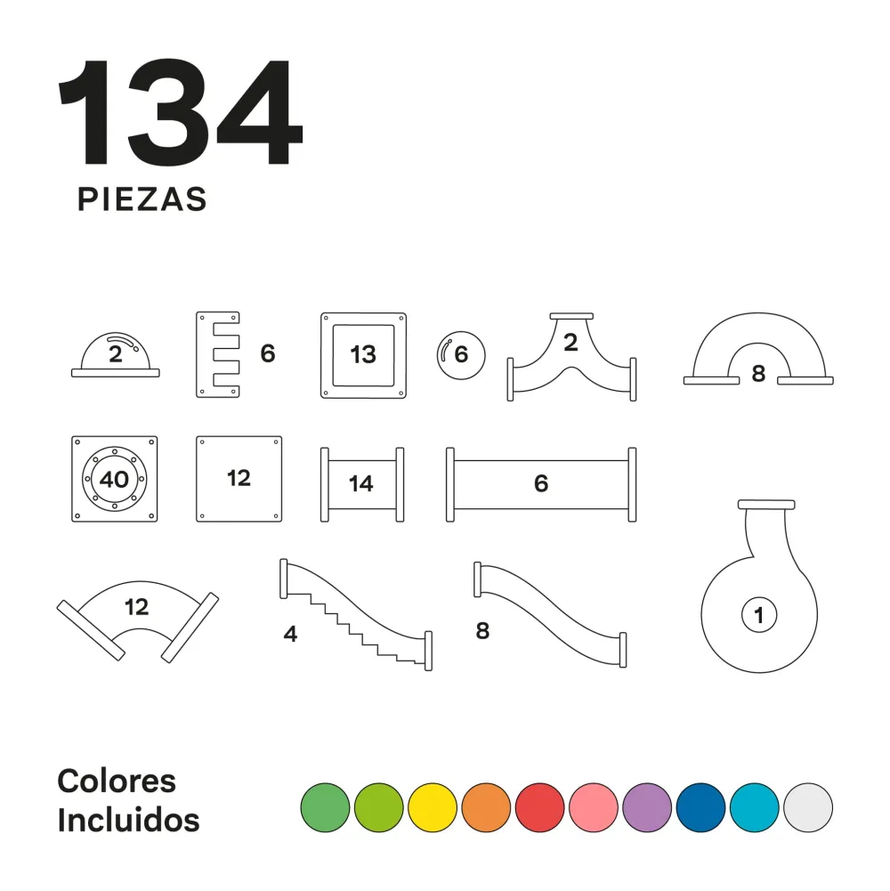 Braintoys Imanix Tobogán 134 piezas ·*Niños Construcciones Magnéticas|Imanix