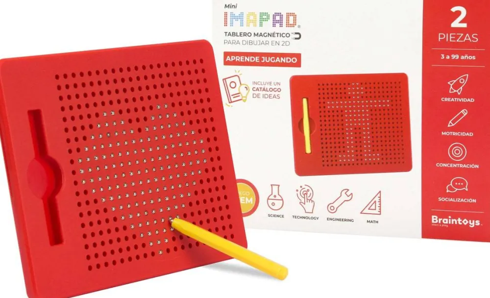 Braintoys Imapad Mini Rojo ·*Niños Construcciones Magnéticas|Juegos De Viaje