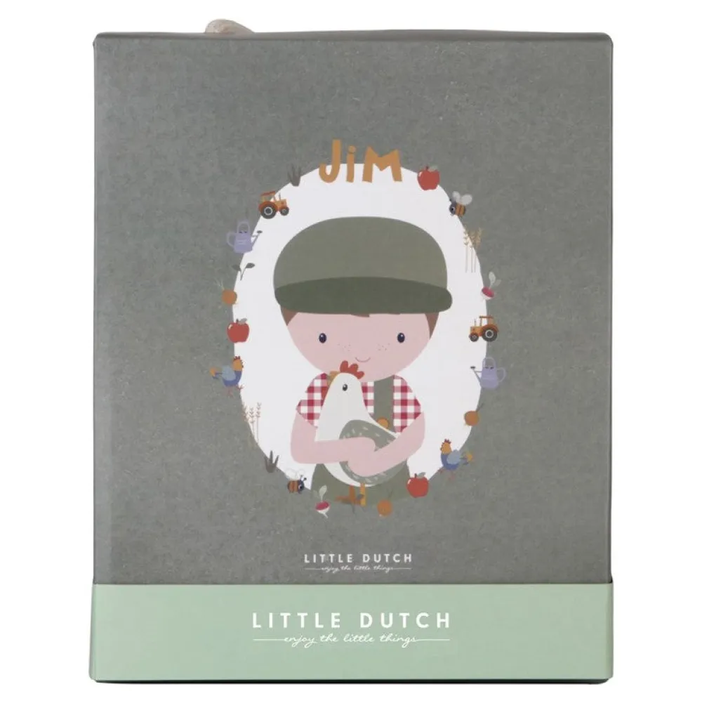 Little Dutch Jim Granjero con Gallina Mediano ·*Niños Muñecos Blanditos|Juguetes Montessori
