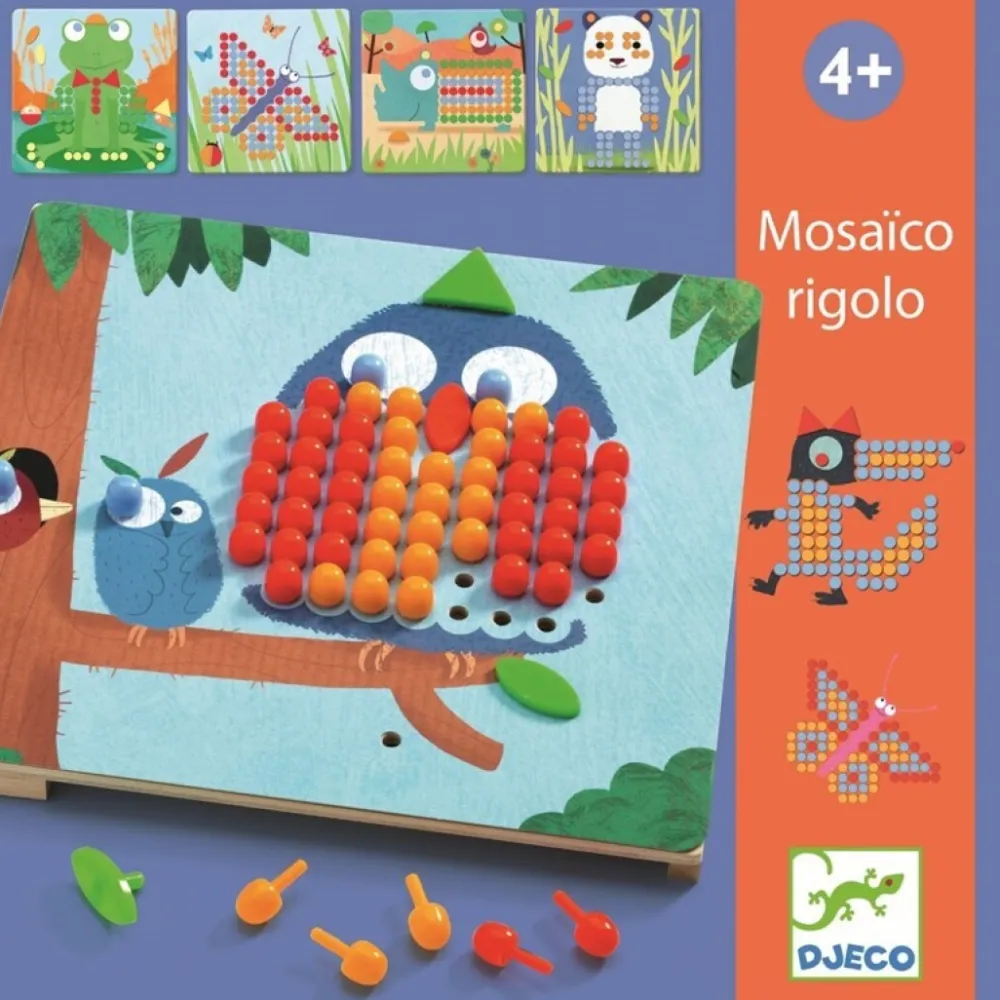 Djeco Juego educativo Mosaico Rigolo ·*Niños Juguetes Montessori|Juguetes Y Juegos Motricidad Fina