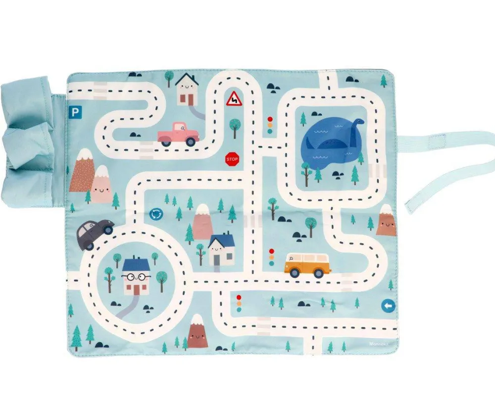 Tutete Juego Mantel con Circuito Azul + 3 Coches*Niños Coches De Metal De Juguete|Juegos De Viaje