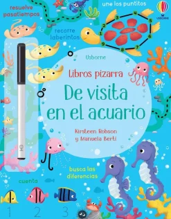 Usborne Libro Pizarra · De visita en el acuario*Niños Libros Pizarra De Usborne|Juegos De Viaje