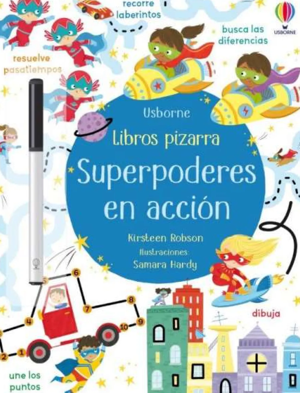 Usborne Libro Pizarra · Superpoderes en Acción*Niños Libros Pizarra De Usborne|Juegos De Viaje