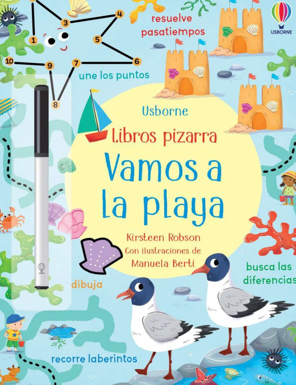 Usborne Libro Pizarra · Vamos a la playa*Niños Libros Pizarra De Usborne|Juegos De Viaje
