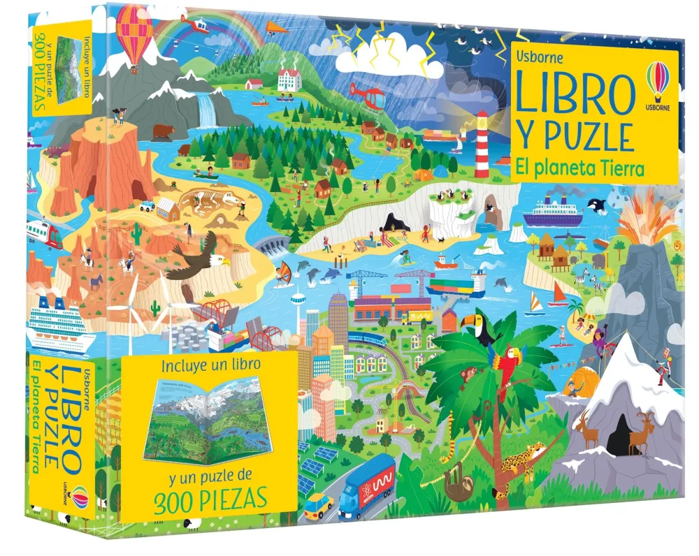 Usborne Libro Puzzle · El Planeta Tierra*Niños Puzzles 300 Piezas|Puzzles Con Libro