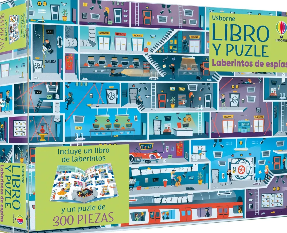 Usborne Libro Puzzle Laberintos de Espías*Niños Puzzles 300 Piezas|Puzzles Con Libro