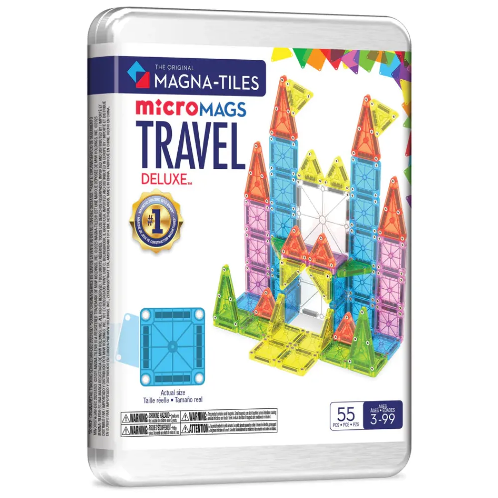 Magna Tiles Magna-T MicroMags Travel Set Luxe 55 piezas*Niños Construcciones Magnéticas