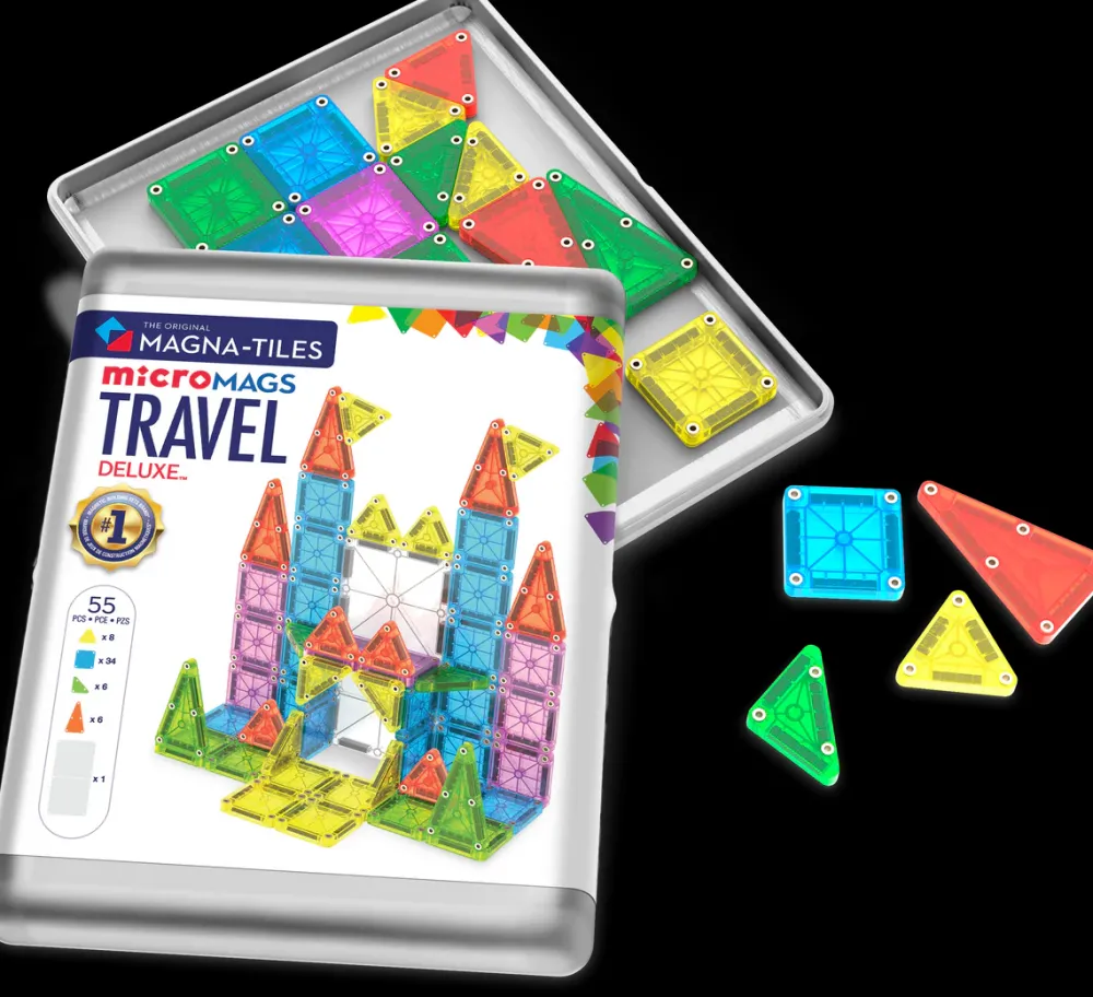 Magna Tiles Magna-T MicroMags Travel Set Luxe 55 piezas*Niños Construcciones Magnéticas
