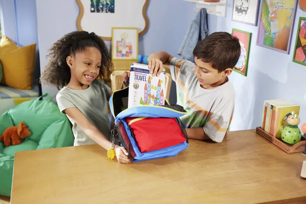 Magna Tiles Magna-T MicroMags Travel Set Luxe 55 piezas*Niños Construcciones Magnéticas