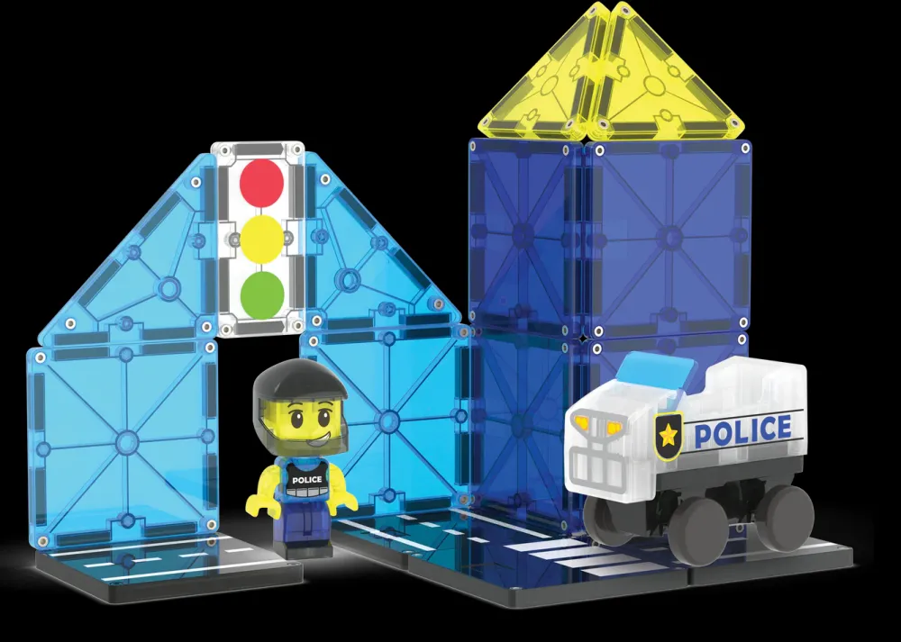 Magna Tiles Magna-T Police Patrol 20 piezas*Niños Construcciones Magnéticas