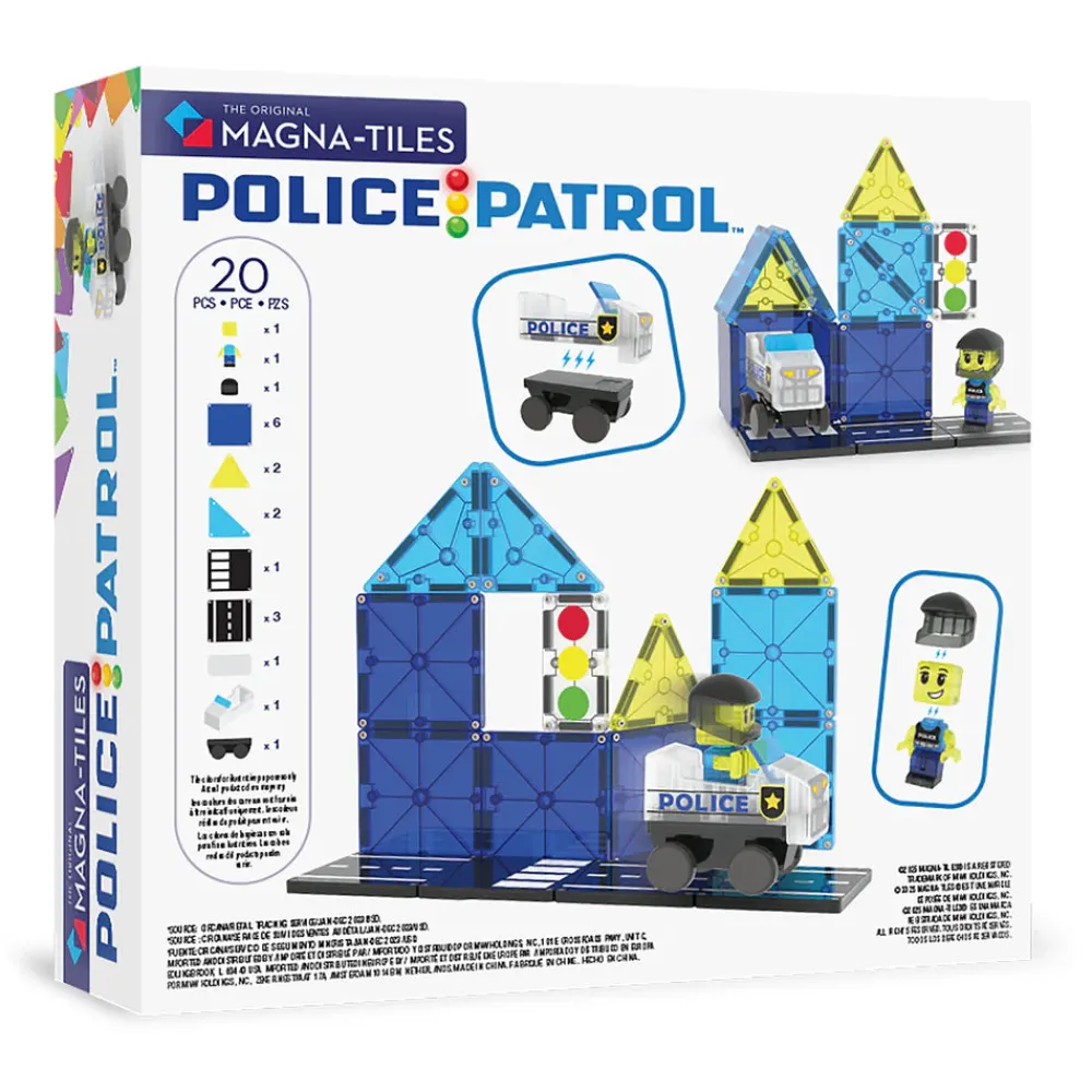 Magna Tiles Magna-T Police Patrol 20 piezas*Niños Construcciones Magnéticas