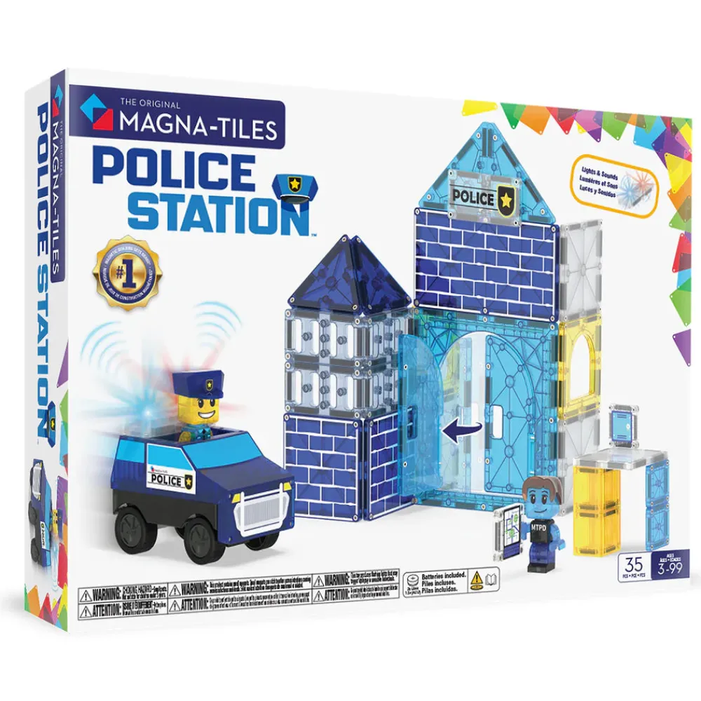 Magna Tiles Magna-T Police Station Set 35 piezas*Niños Construcciones Magnéticas